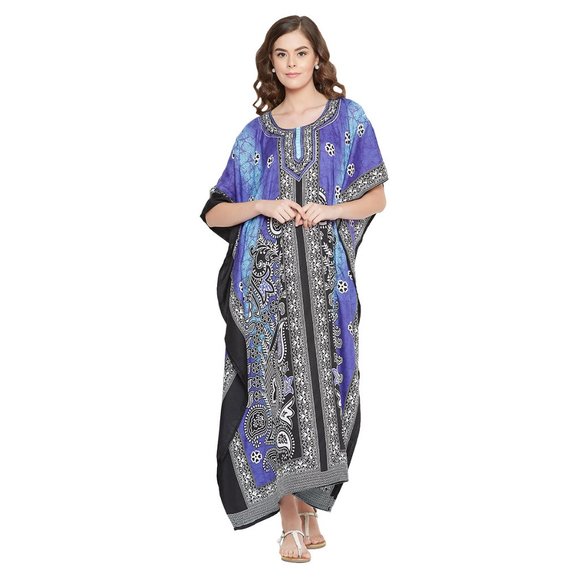 Gypsie Blu Women Floral Print Plus Size Kaftan Maxi Dress Night Gowns for Party - Picture 3 of 9